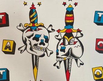 Hand Painted Traditional Tattoo Flash #2