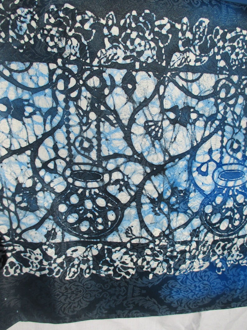 Classical Pattern in Blue authentic wax Batik table cloth rectangular