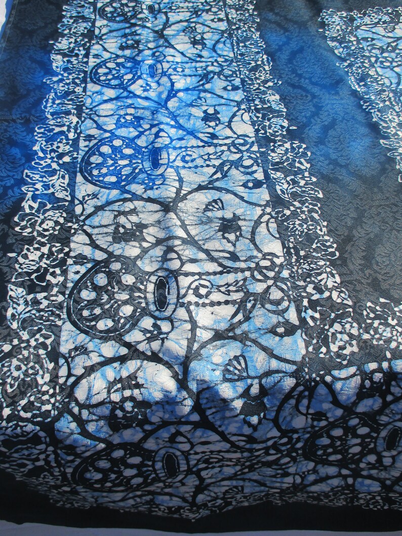Classical Pattern in Blue authentic wax Batik table cloth rectangular