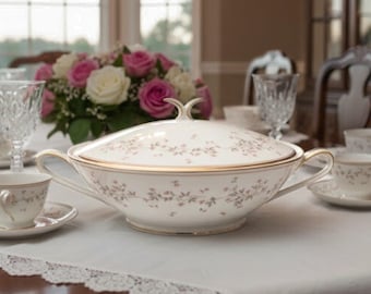 Plato para servir con tapa Fleurette de Noritake vintage
