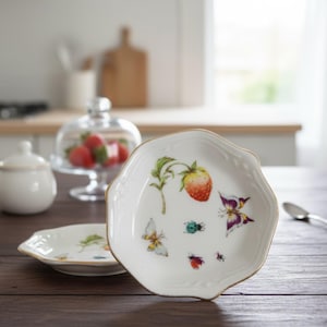 Platos vintage de porcelana Royal Crown Springtime de tres pulgadas y tres cuartos