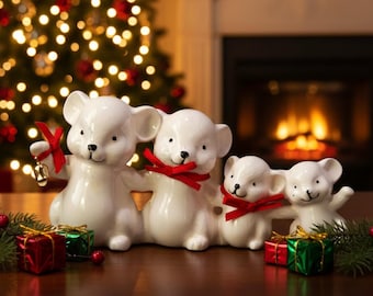 Vintage 1986 Applause "Animals on Parade" Mice Figurine Wintry White Christmas Mouse Collection