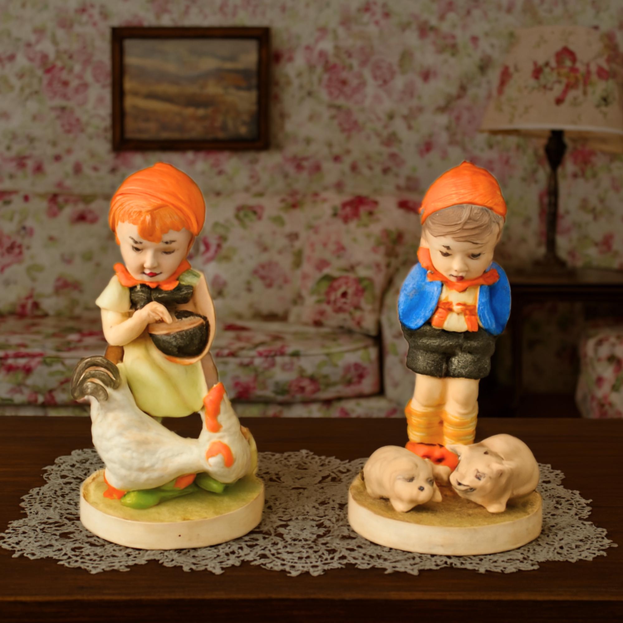 Home Interiors  Boy and Girl Farm Figures by G & H crafts main image 1