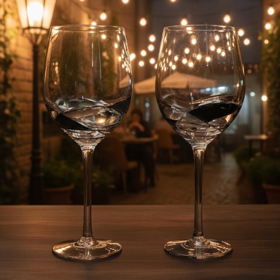 Antoni Barcelona Hand-Painted Crystal Wine Glasses, Sagrada Familia Art,  Set of 2
