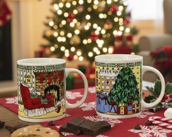 Vintage Christmas Eve & Morning Mug Set (Set of 3)