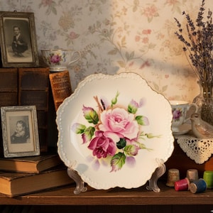 Lefton China rose pattern decorative salad plate