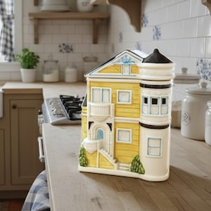 Vintage kleine Otagiri handbemalte viktorianische Haus Kanister