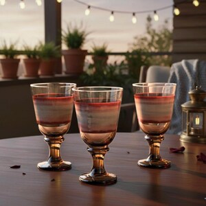 Three Vintage Libbey Sango Nova Brown Stemware Goblets