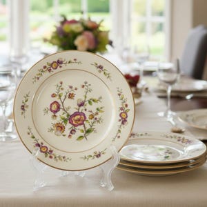 Four Vintage Noritake Ivory China Asian Song Pattern Bread or Dessert Plates