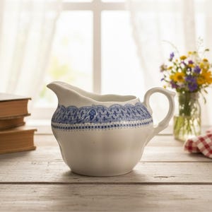 Jarra vintage Nikko Kingstone con diseño en azul celestial