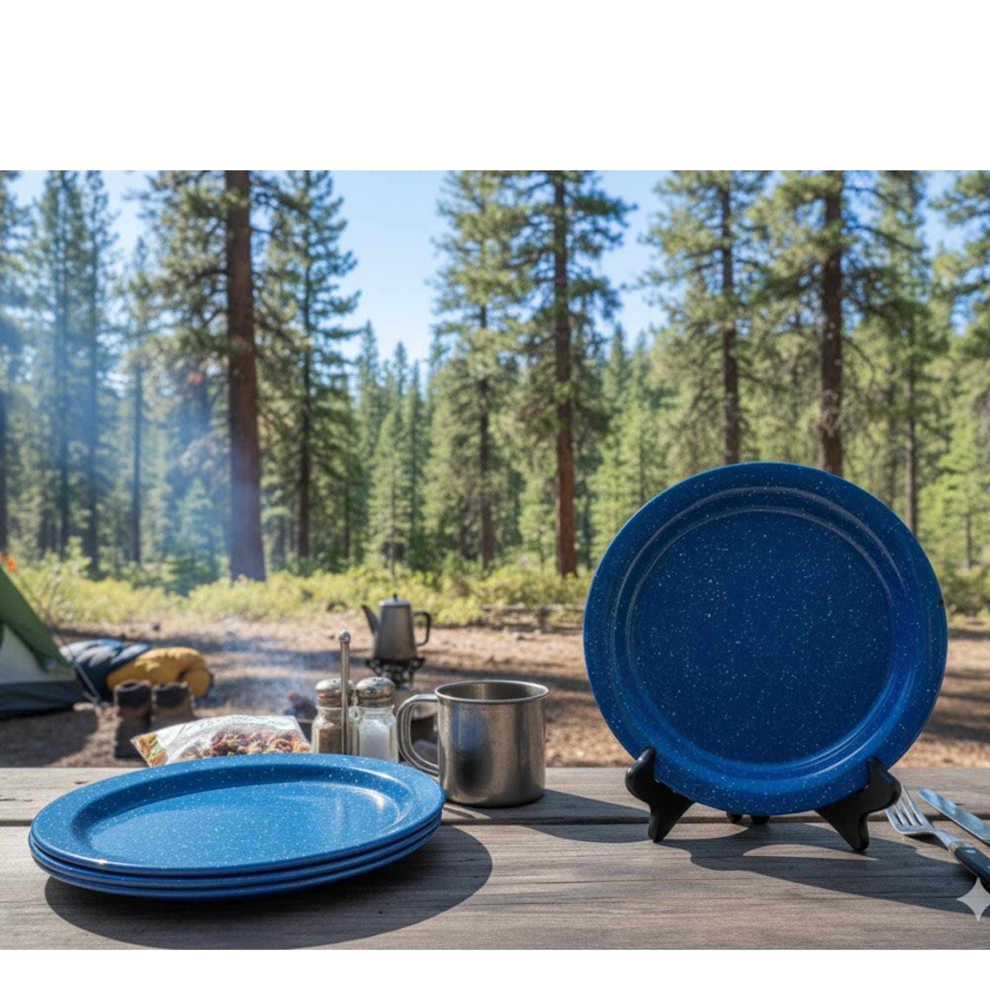 Geschirr Camping Test Lost & Found 6-teiliges Emaille Geschirrset Fr Zwei   Camping & Outdoor, Blau