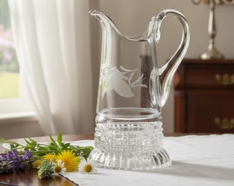 Antique Dalzell Gilmore & Leighton Teardrop Milk Pitcher - Clear Glass - 6.5"