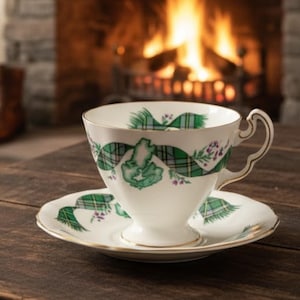 Taza y platillo vintage Adderley de la isla de Cabo Bretón