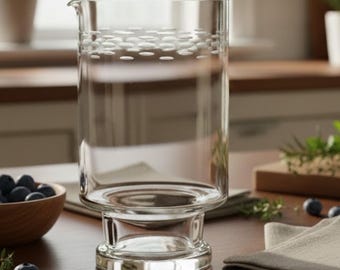 Princess House Heritage 7" Crystal Pitcher - Hand Blown Etched Design