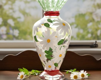 Vintage Tracy Porter Hand Painted Glass Vase - Floral Design - 6.5" Tall