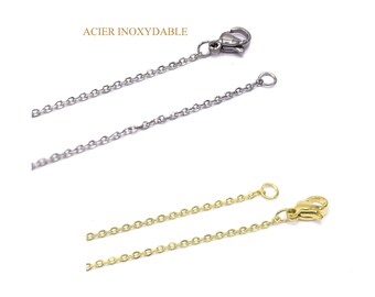 Collier chaîne en acier INOXYDABLE couleur inox/doré , 17.7" (45 cm)