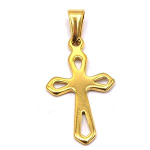 x1 Stainless steel gold cross - crucifix