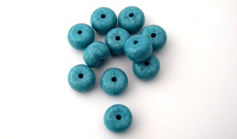 Flat round acrylic beads 14 mm turquoise color in batches of 50/100 units image 2