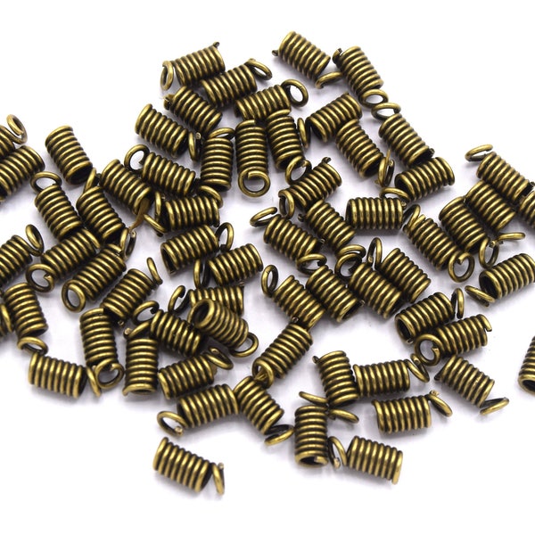 Drahtklemme Federenden für Kordel - 9x3,5 mm Bronze / Platinsilber 50/100/200 Einheiten zur Herstellung von Armbändern, Halsketten, Schmuck - EG05