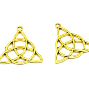 10 Anhänger mit keltischem TRIQUETRA-Knoten in Antikgold – 30 x 29 mm