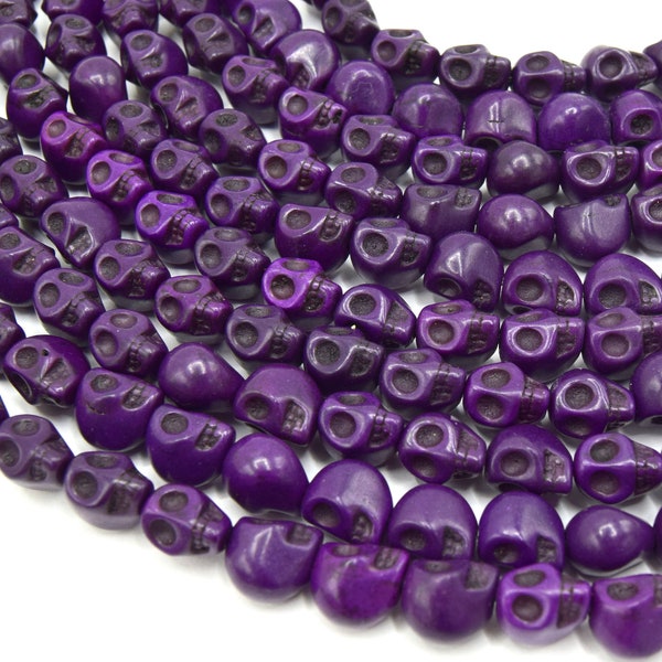 Perles tête de mort -  crâne skull howlite violet 10 mm  20/40 unités