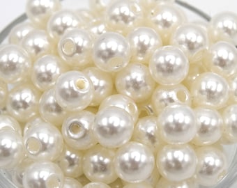 Perles  Rondes neige 6mm Acrylique   lot de 50/100 unités