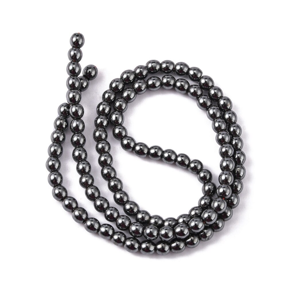 Perline Di Ematite In Oro 4/6/8 Mm, Per Braccialetti Con Ematite, Rotonde, Non Magnetiche, Ematite, 38 Cm, 1 Filo (8 Mm, 47 Pezzi - Foto 2
