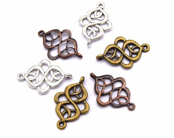 x 10 Celtic knot connectors Red copper, silver, bronze 28mm