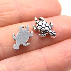 Lot De 5 Breloques Perles Tortue Métal Argenté Avec Fermoir - Pour Bracelet Ou Création Bijoux