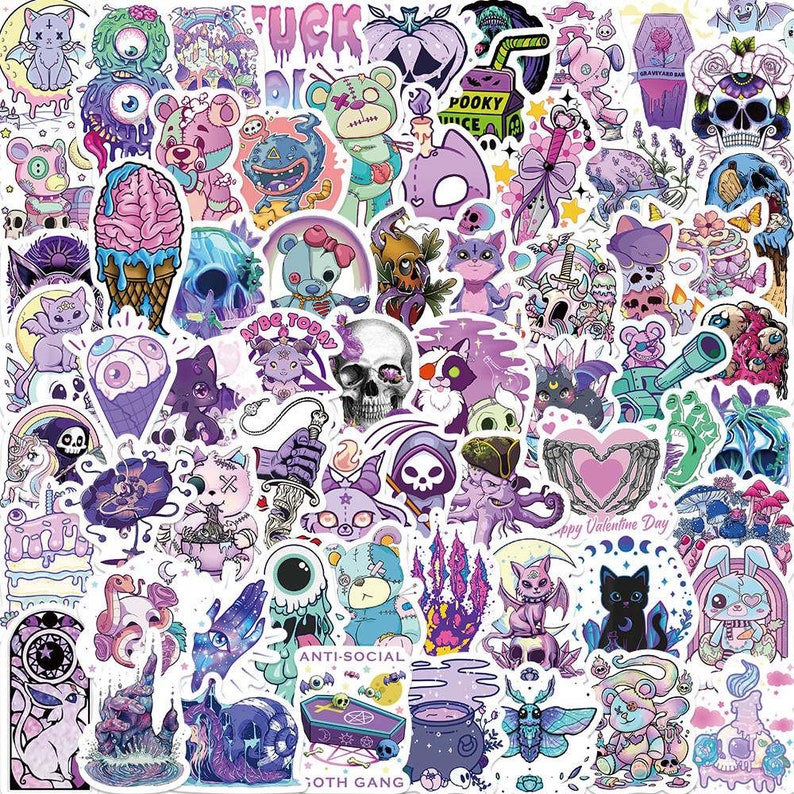 Kit of 65 SOFT GOTHIC stickers, decoration and scrapbooking image 1