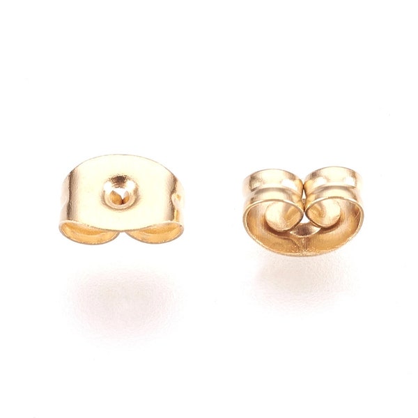 Clasps for ear studs e304 stainless steel 24k gold plated - set of 12 units