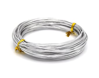 10 meters of 1.5 mm silver aluminum wire - roll of silver-colored aluminum metal wire for jewelry, DIY, beading, floral design