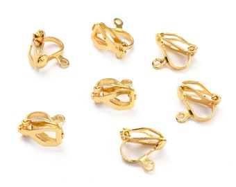 Ear clips 304 stainless steel 18k gold plated - Set of 6 units