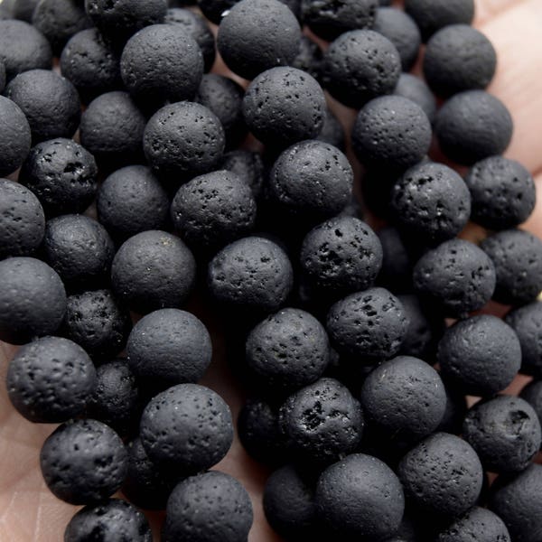 Lava beads Ø4mm/6mm/8mm/10mm, gemstone black round stone volcanic stone in batches of 50/100 beads.