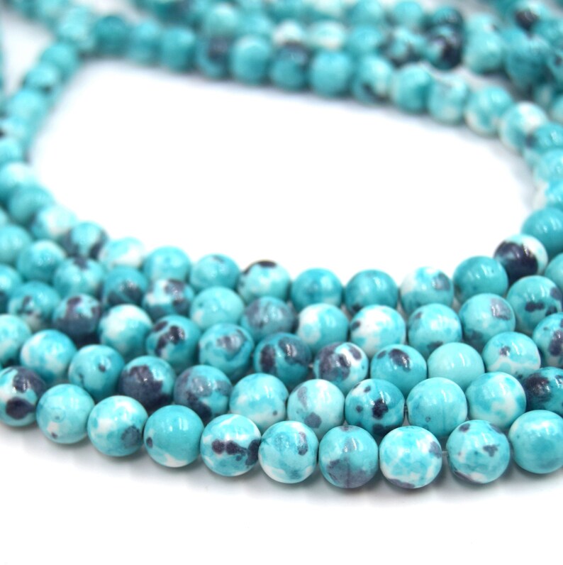 40 round dyed jade beads stained turquoise blue Ø4mm/6mm/8mm image 2