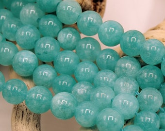 Perles  jade ronde aqua-marine 6mm  - lot de 20/40