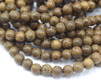 Natural wenge wood beads, round 6/8mm - Pack of 40/80 units