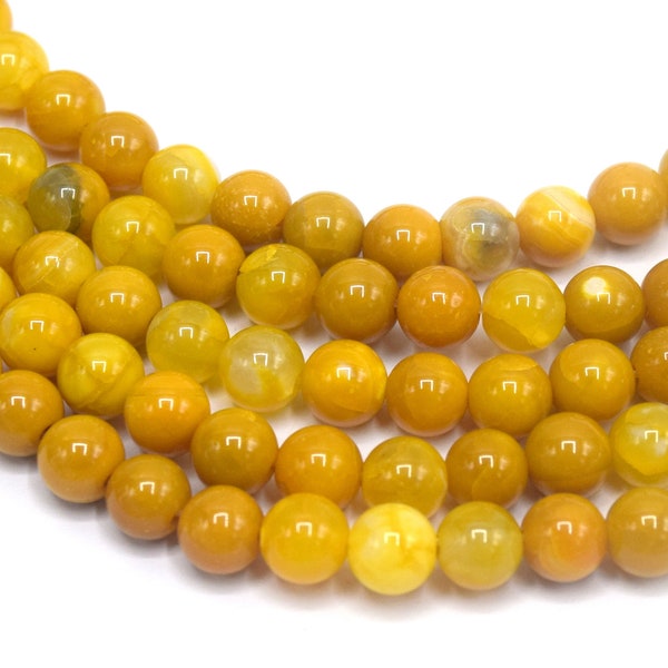 Perle di pietra di agata naturale colore giallo miele Ø6mm/8mm - lotto di 20/40 unità