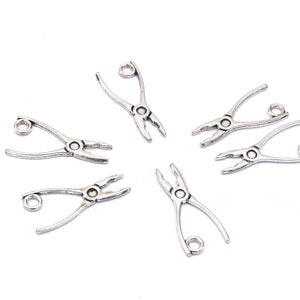 Charms a morsetto miniaturizzato in metallo argento 23,5 mm - Set di 20/50 unità