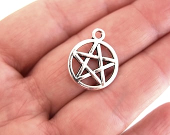 Lot of 10/20/50 units - Pentagrams witch star shiny silver 20x 17mm