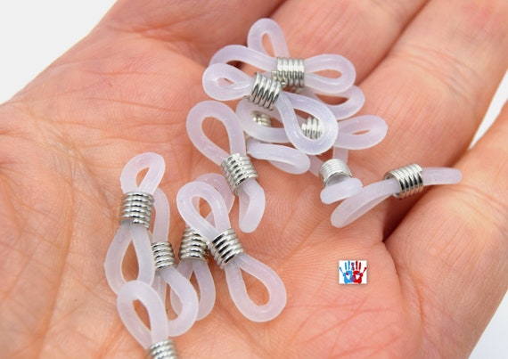 X40 Connecteurs Caoutchouc Blanc pour Chaîne deLunettes 20x6mm  - liens pour attacher les collier aux lunettes PC02