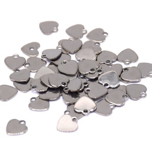 Lot De 6 Breloques Cœur En Acier Inoxydable – 10x9 Mm – Hypoallergénique Et Pas Cher
