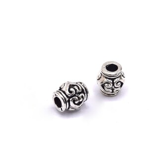 Florero de abalorios de aleación estilo TIBETANO color plata 7mm PM41 - Lote de 20/40 unidades