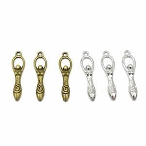 Set of women&#39;s pendants fertility goddess spiral silver/bronze set of 6/10/20 units - B50