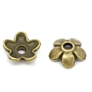 x200 Bronze Flower Cups 6mm bronze flower cups caps, cap for beads, jewelry making CAL1 image 2