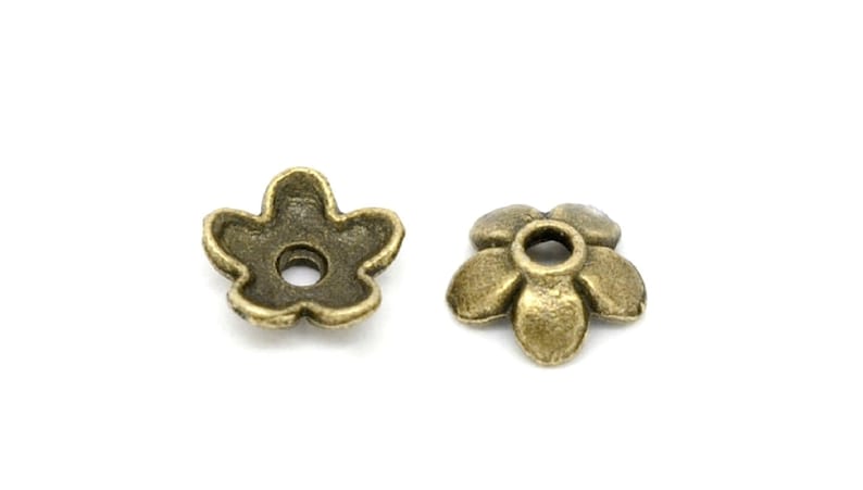 x200 Bronze Flower Cups 6mm bronze flower cups caps, cap for beads, jewelry making CAL1 image 2