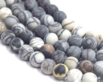 Gray round silk stone beads 8mm lot of 20/40 units