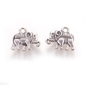 10 breloques éléphants argent vieilli 14x12mm B42 image 1