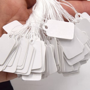 x50 Etiquetas de preço de joias e objetos, retângulo, branco, 23x13mm