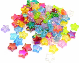 Lot de perles 'étoiles multicolores 10mm AB - Lot de 50/100 unités